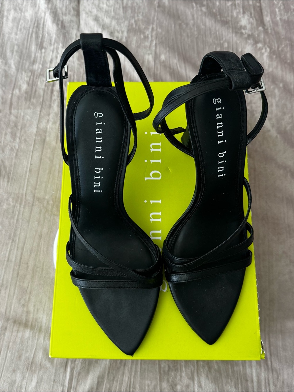 Gianni Bini Black Strappy Stiletto Sandals